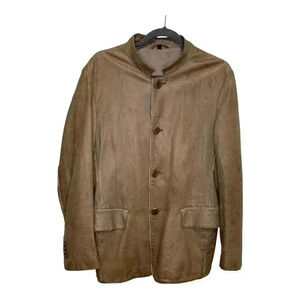 Giorgio Armani Men's 100% Soft Lambskin Leather Jacket Made In Italy Sz 48